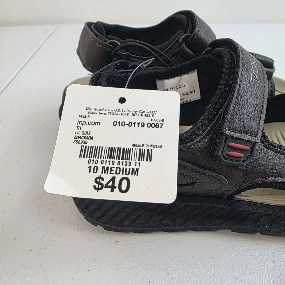 Thereabouts Toddler Size 10 Boys Sandals Brown Open Strap Lil Gulf Kids Youth